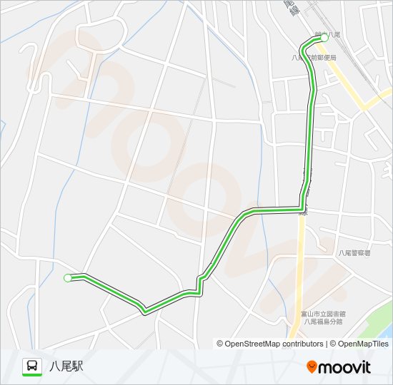 山田八尾線（八尾高校前→八尾駅） Bus Line Map