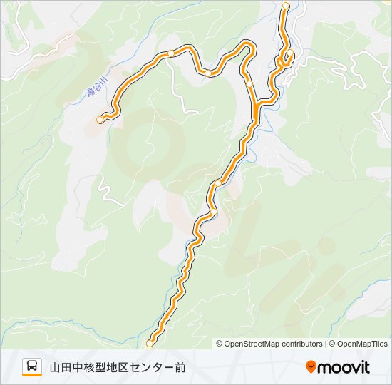 谷・牛岳温泉スキー場線（2～4便） バスの路線図