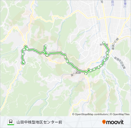 山田八尾線（山田中核型地区センター前行き） bus Line Map