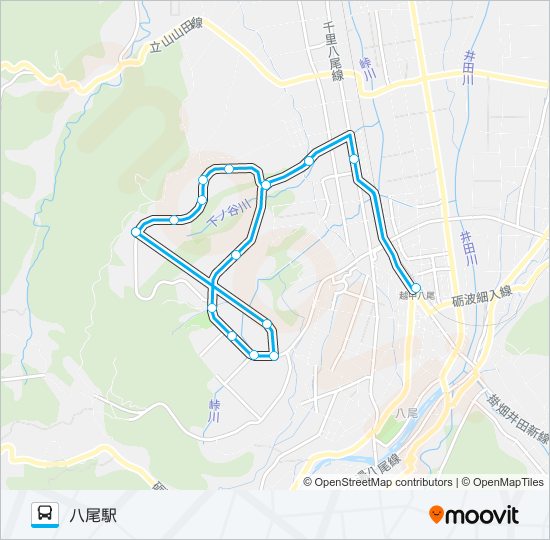 八尾中核線（右回り） バスの路線図