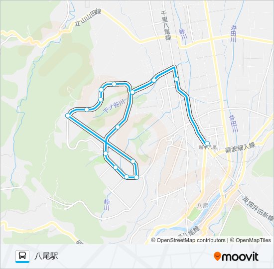 八尾中核線（右回り） bus Line Map