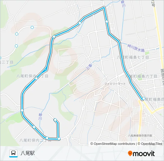 八尾中核線（左回り） バスの路線図