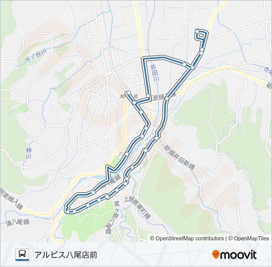 八尾環状線（右回り） バスの路線図