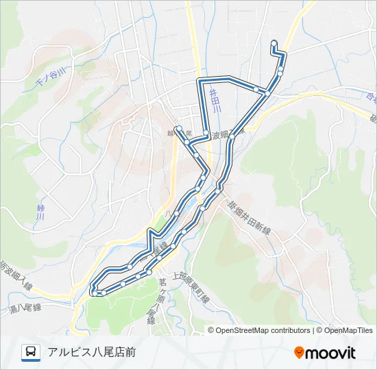 八尾環状線（左回り） バスの路線図