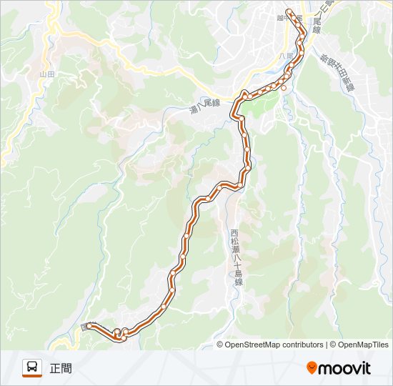 大長谷線（正間行き） バスの路線図