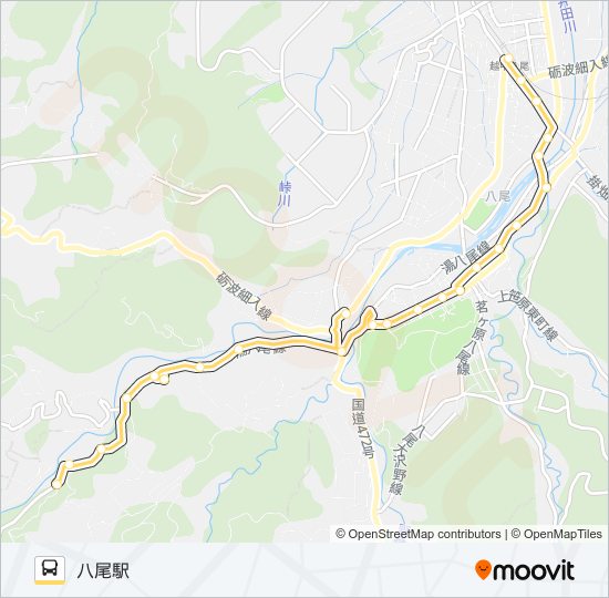 室牧線（八尾駅行き） バスの路線図