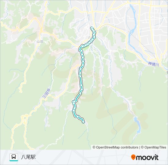 野積線（八尾駅行き） バスの路線図