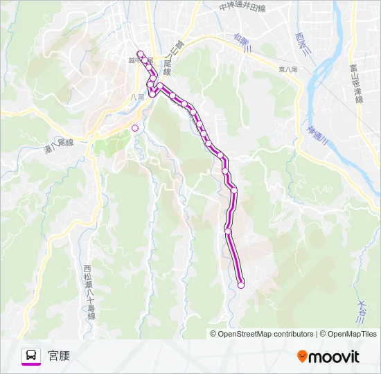 黒瀬谷線（宮越行き） バスの路線図