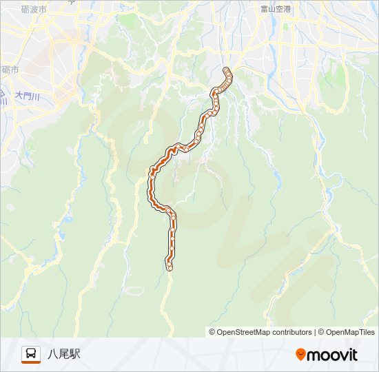 大長谷線（八尾駅行き） bus Line Map