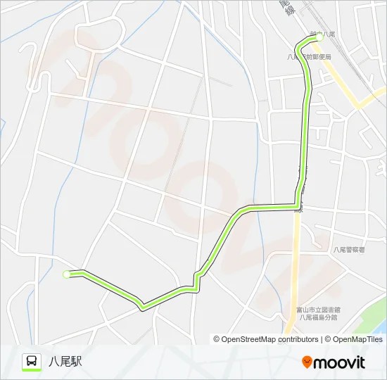 八尾高校線（八尾駅行き） バスの路線図