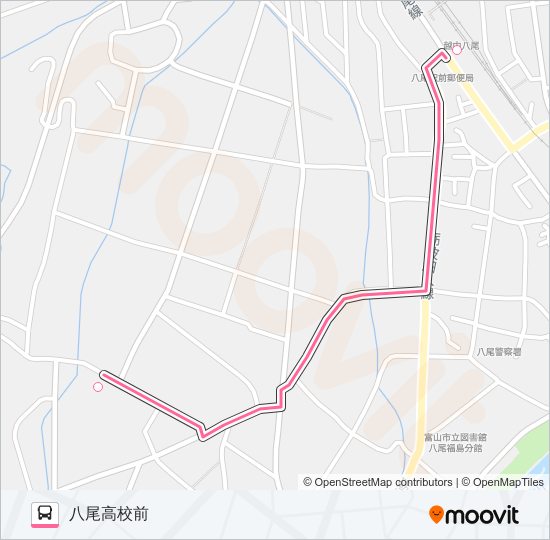 八尾高校線（八尾高校行き） バスの路線図