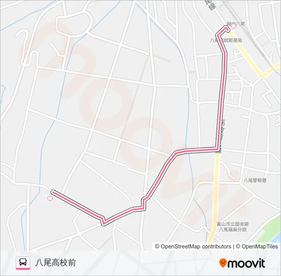 八尾高校線（八尾高校行き） バスの路線図