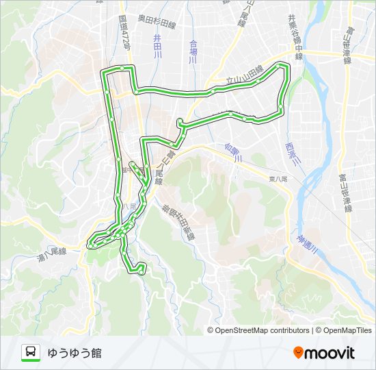 杉原線（ゆうゆう館循環）左回り バスの路線図