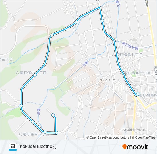 八尾中核線（KOKUSAIELECTRIC止まり） Bus Line Map