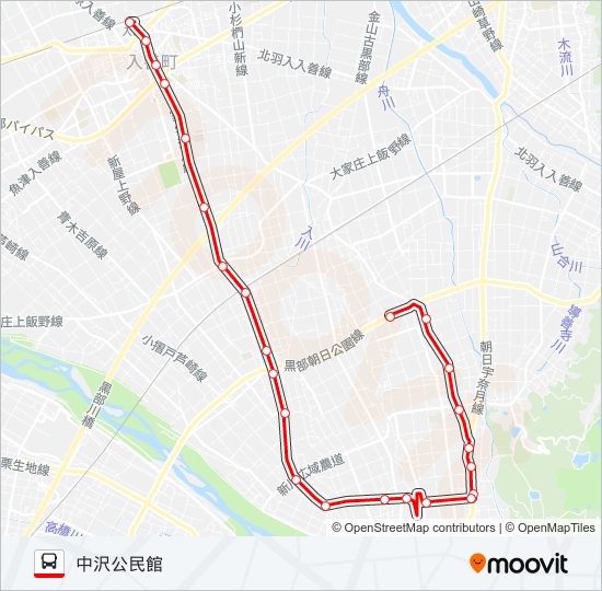 のらんマイ・カー　新屋線 bus Line Map