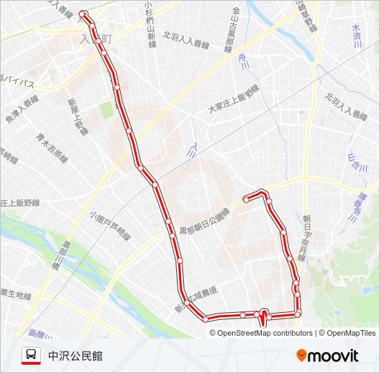 のらんマイ・カー　新屋線 バスの路線図