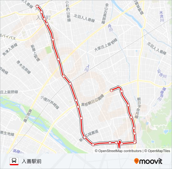 のらんマイ・カー　新屋線 バスの路線図