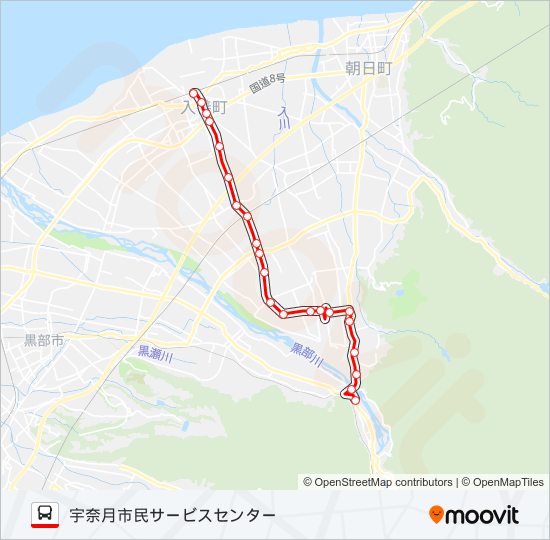 のらんマイ・カー　新屋線 バスの路線図