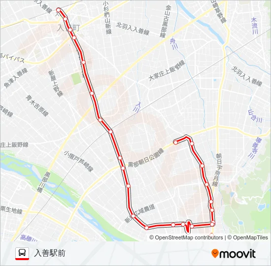 のらんマイ・カー　新屋線 Bus Line Map
