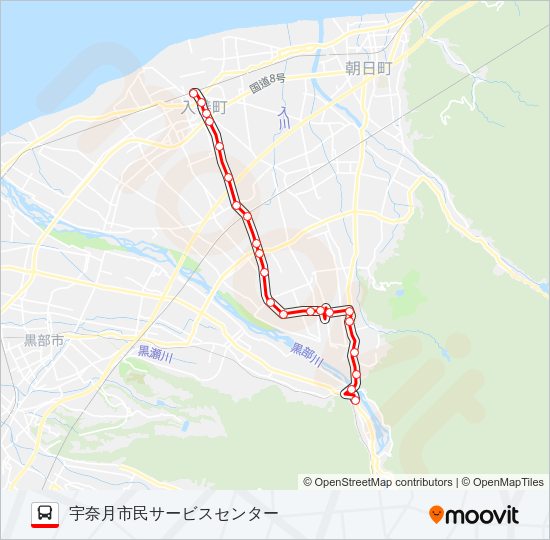 のらんマイ・カー　新屋線 バスの路線図
