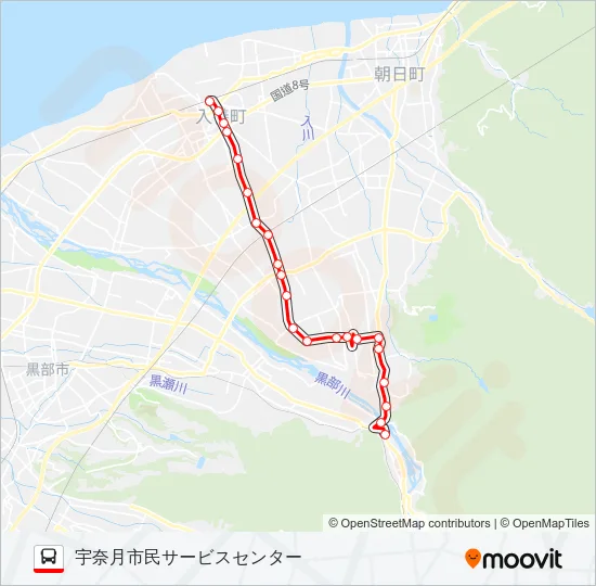 のらんマイ・カー　新屋線 バスの路線図