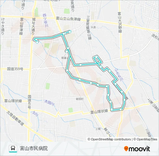堀川南地域本郷町循環線（Bルート） バスの路線図