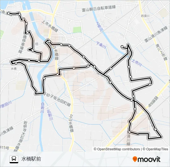 水橋ふれあいコミュニティバス　モーニング１便 バスの路線図