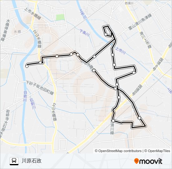 水橋ふれあいコミュニティバス　帰宅便（川原石政行き） bus Line Map