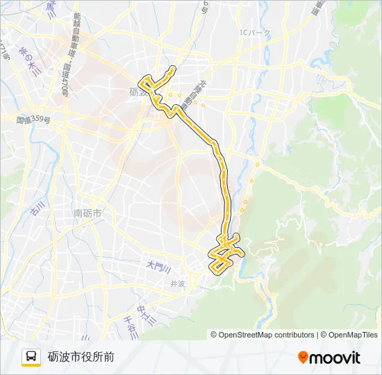 砺波市営バス　庄川線 バスの路線図