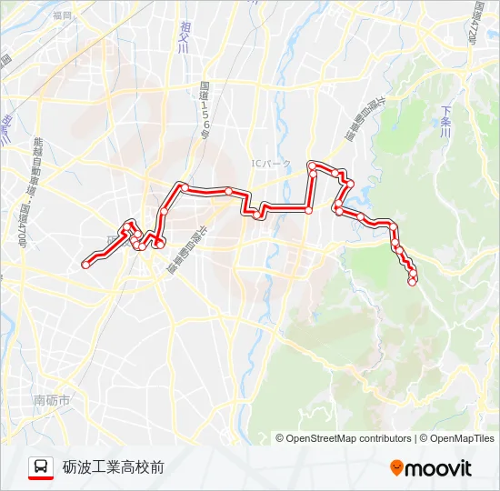砺波市営バス　栴檀野線 Bus Line Map