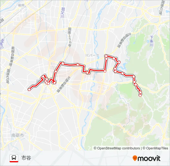 砺波市営バス　栴檀野線 Bus Line Map