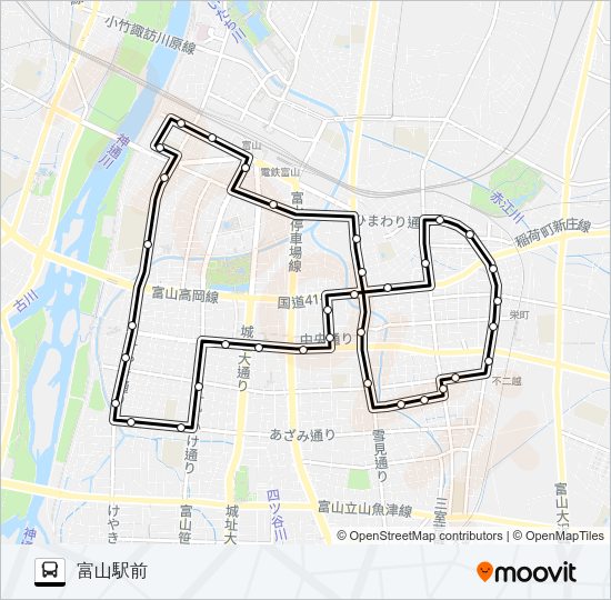 まいどはやバス　東ルート Bus Line Map