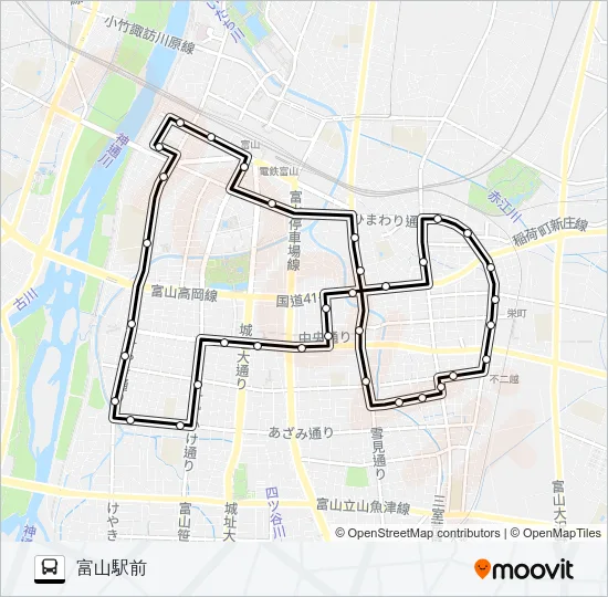 まいどはやバス　東ルート バスの路線図