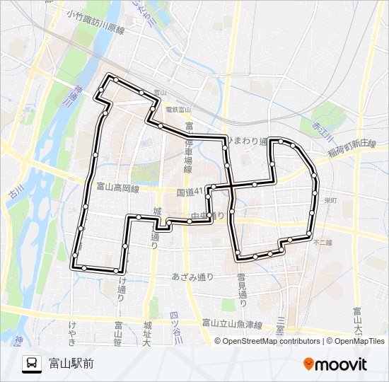 まいどはやバス　西ルート の路線図