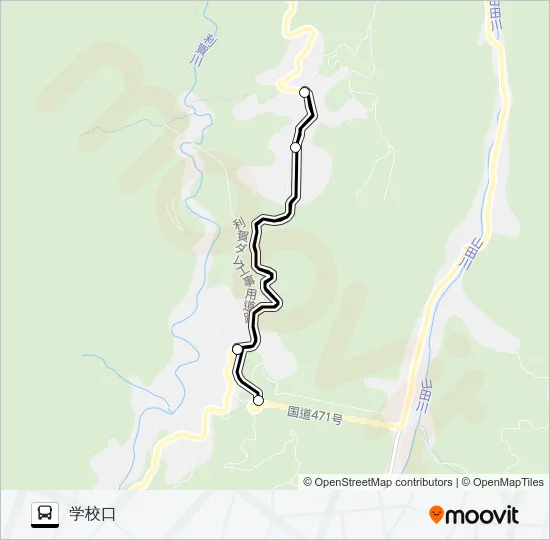 村内線（豆谷方面1便） バスの路線図