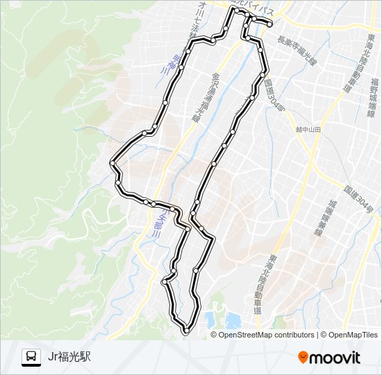立美循環線（右回り1便） バスの路線図