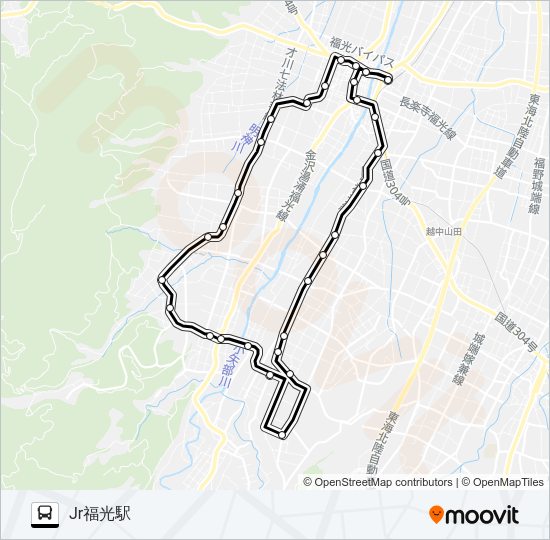 立美循環線（右回り2便） バスの路線図