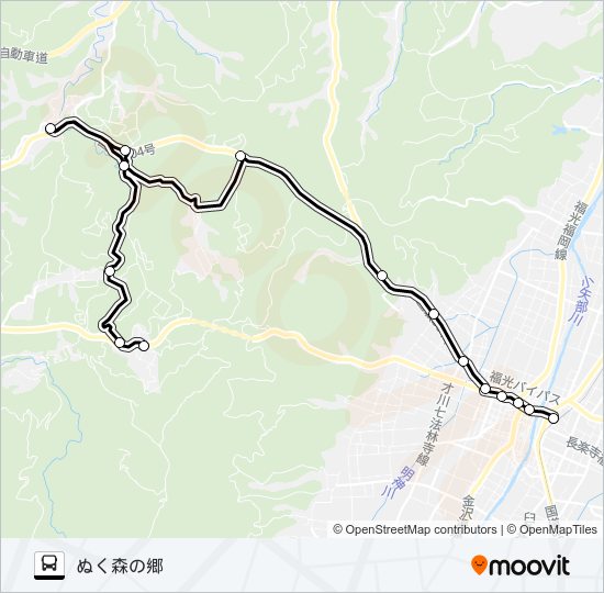 土山線（小又西口方面1便） bus Line Map