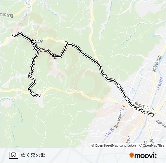 土山線（小又西口方面1便） バスの路線図