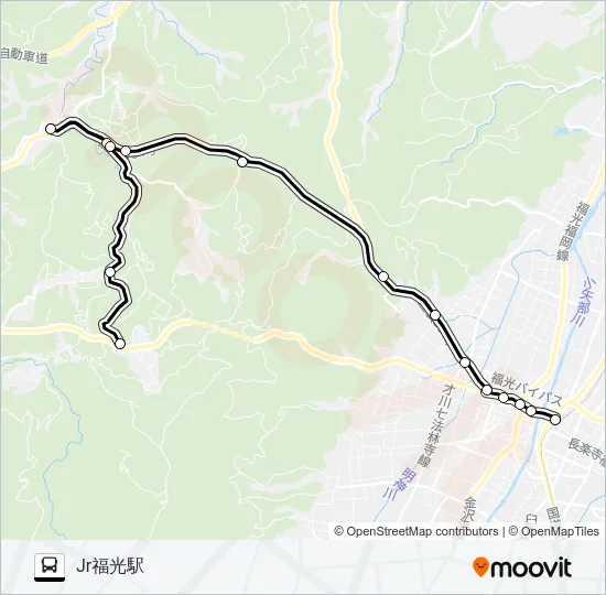 土山線（JR福光駅方面1便） Bus Line Map