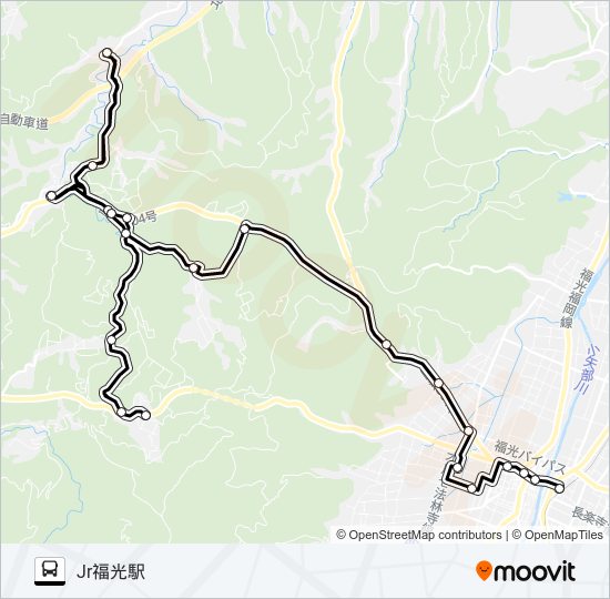 土山線（JR福光駅方面2便） bus Line Map
