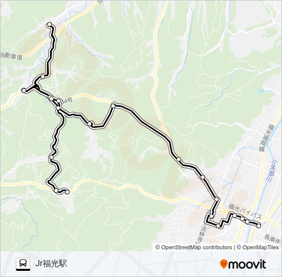 土山線（JR福光駅方面2便） Bus Line Map