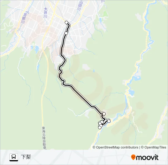 成出城端線（平方面・下梨行） バスの路線図