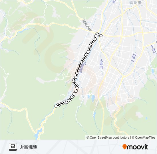立野脇線（福野・高儀方面5便） bus Line Map