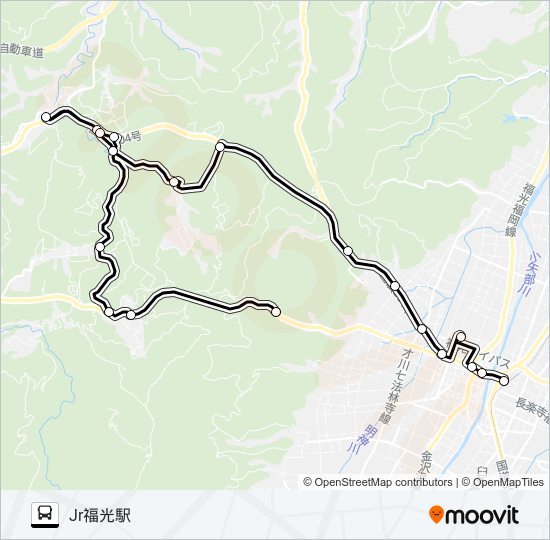 土山線（JR福光駅方面4･5便） バスの路線図