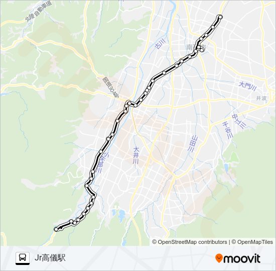 立野脇線（福野・高儀方面1-4便） bus Line Map
