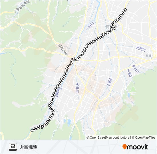 立野脇線（福野・高儀方面1-4便） バスの路線図