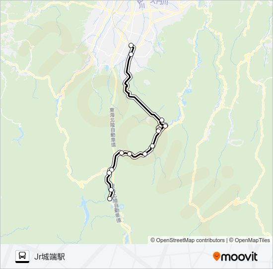 成出城端線（城端方面・成出発菅沼経由） バスの路線図