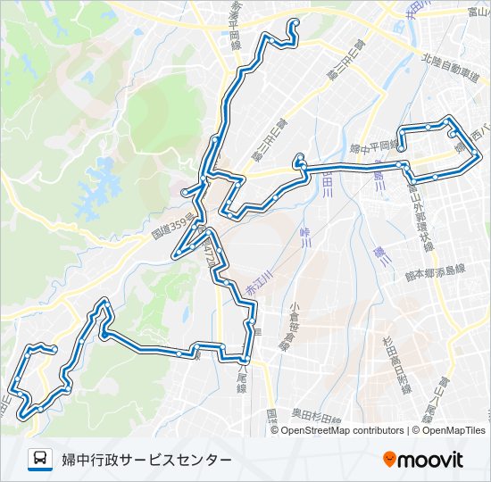 古里・音川線（1・3便） バスの路線図