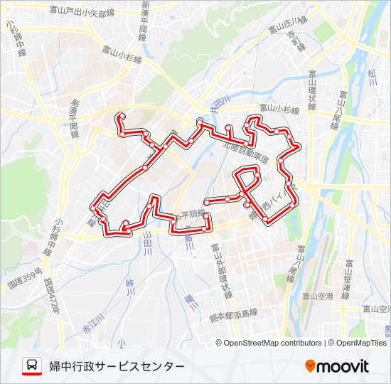 鵜坂・朝日線（2・4便） バスの路線図